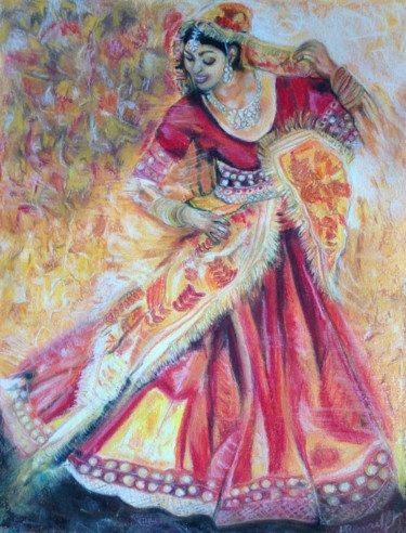 Dessin intitulée "Danse du Tapis" par Maryse Renault, Œuvre d'art originale, Craie