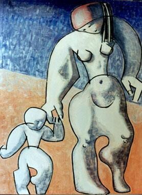 Pittura intitolato "La madre-olio-cm.12…" da Tommaso Cocco, Opera d'arte originale