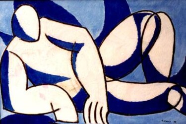 Pittura intitolato "Nudo maschile-olio-…" da Tommaso Cocco, Opera d'arte originale
