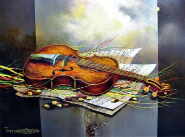Painting titled "La musica ... i suo…" by Tommaso Maurizio Santoro, Original Artwork