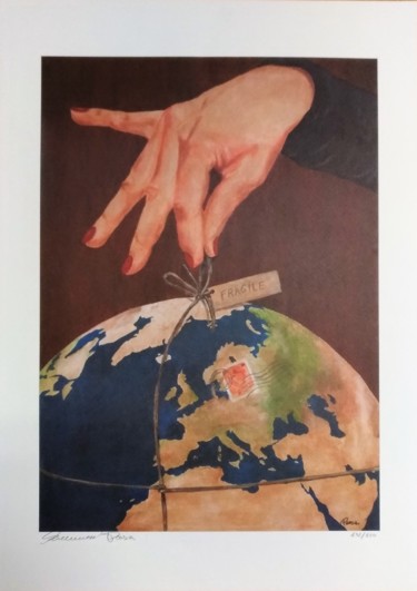 Druckgrafik mit dem Titel "Heal the world" von Tommaso Pensa, Original-Kunstwerk, Lithographie