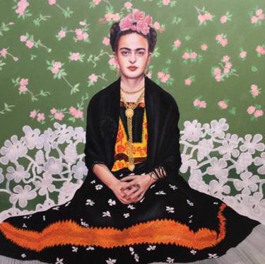 Malerei mit dem Titel "Frida Kahlo" von Everton Tolentino, Original-Kunstwerk, Öl