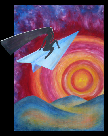 Collages titulada "El vuelo" por Tom Vincenec, Obra de arte original, Pastel