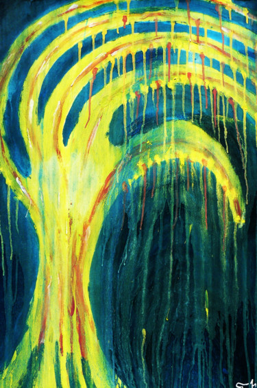 Pintura titulada "Un árbol" por Tom Vincenec, Obra de arte original, Témpera