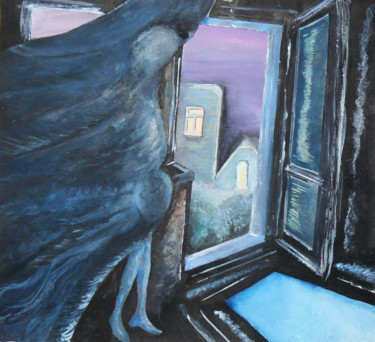 Peinture intitulée "Behind the curtain" par Tom Vincenec, Œuvre d'art originale, Acrylique