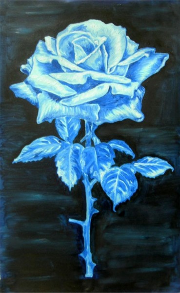 Painting titled "BLUE ROSE" by Tomy Joseph Pulickal, Original Artwork