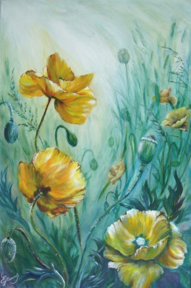 Malerei mit dem Titel "Goldener Morgen" von Elke Hensel, Original-Kunstwerk, Acryl