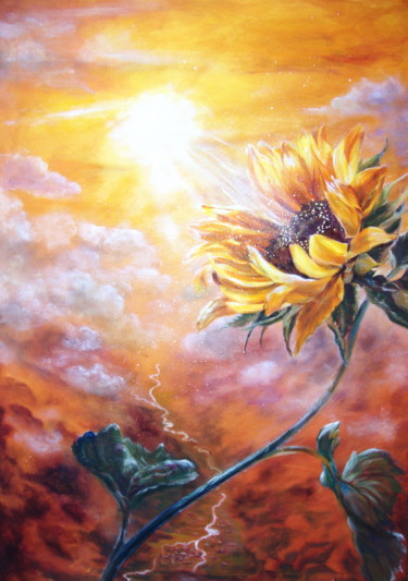 Malerei mit dem Titel "Sonnenkind" von Elke Hensel, Original-Kunstwerk, Acryl
