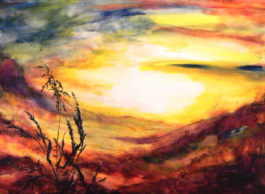 Malerei mit dem Titel "Abendsonne" von Elke Hensel, Original-Kunstwerk, Acryl