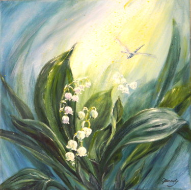 Malerei mit dem Titel "Frühlingserwachen" von Elke Hensel, Original-Kunstwerk, Acryl