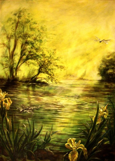 Malerei mit dem Titel "Am Jungfernsee" von Elke Hensel, Original-Kunstwerk, Acryl