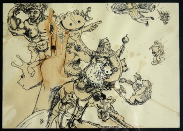 Desenho intitulada "Königsgefolge" por Elke Hensel, Obras de arte originais, Tinta