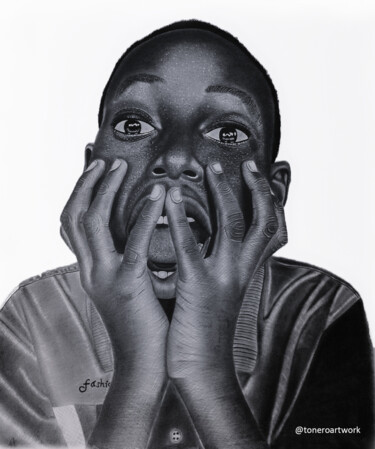 Рисунок под названием "Fear of the Unknown" - Toneroartwork Anthony Edem, Подлинное произведение искусства, Древесный уголь