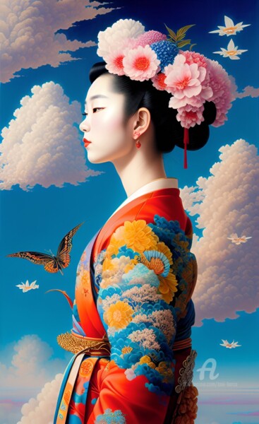 Digital Arts titled "Geisha 1" by Toni Barca, Original Artwork, AI generated image