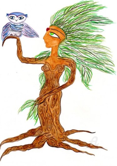 Dibujo titulada "THE PINE TREE HAS W…" por Toni Barca, Obra de arte original, Otro