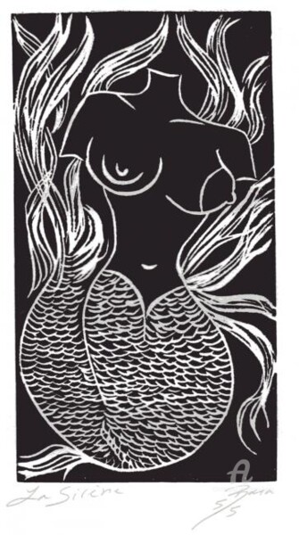 Desenho intitulada "La Sirene" por Toni Barca, Obras de arte originais