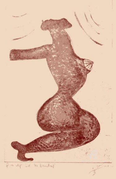 Dessin intitulée "Pin Up de Willendorf" par Toni Barca, Œuvre d'art originale