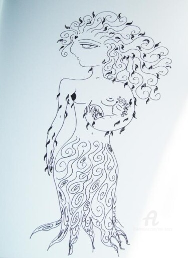 Drawing titled "Mother AUM" by Toni Barca, Original Artwork