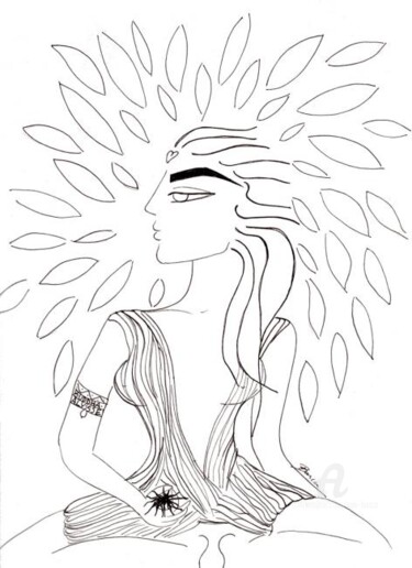 Disegno intitolato "Buddha Alysse" da Toni Barca, Opera d'arte originale