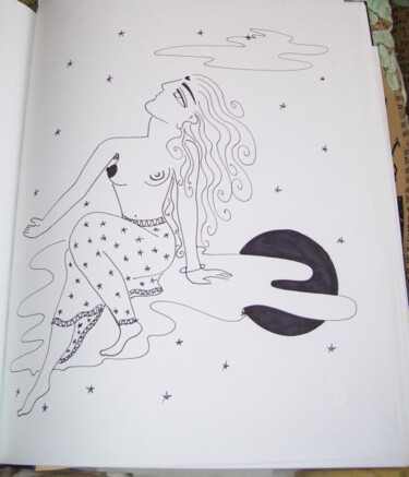 Zeichnungen mit dem Titel "The Girl Dreams a U…" von Toni Barca, Original-Kunstwerk