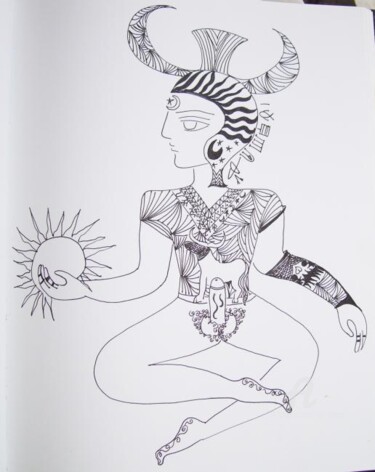 Drawing titled "Harappan Priest" by Toni Barca, Original Artwork