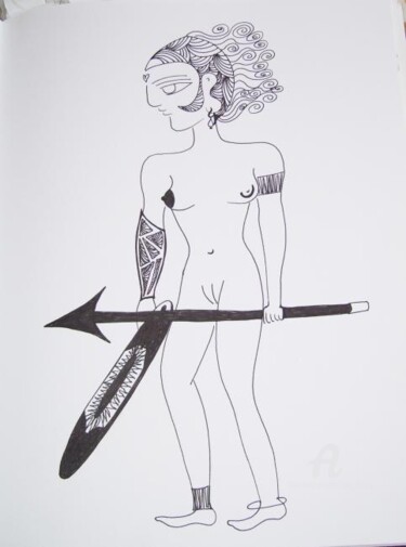 Drawing titled "Diana at the Hunt" by Toni Barca, Original Artwork