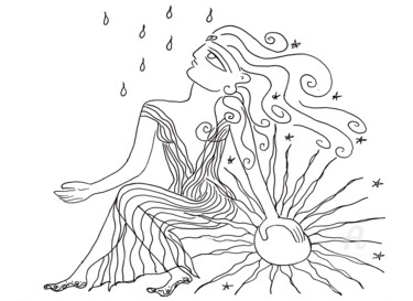 Zeichnungen mit dem Titel "WOMAN BATHED IN TEA…" von Toni Barca, Original-Kunstwerk, Andere
