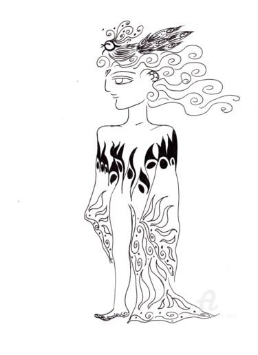 Dessin intitulée "phoenix-woman050.jpg" par Toni Barca, Œuvre d'art originale