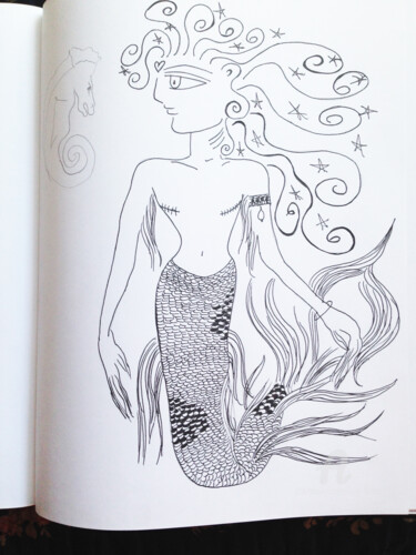 Disegno intitolato "MERMAID( IN PROGRES…" da Toni Barca, Opera d'arte originale