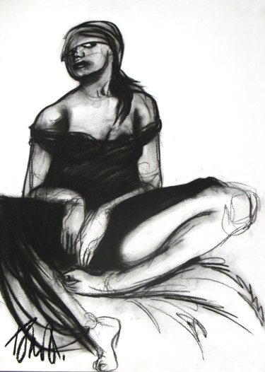 Disegno intitolato "sin título" da Tonia R.Alvarez, Opera d'arte originale, Carbone