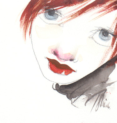 Drawing titled "Girl lll" by Tonia R.Alvarez, Original Artwork, Watercolor