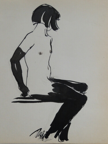 Fauno Dessin intitulée "Fauno" par Tonia R. Alvarez, Œuvre d'art originale, Encre