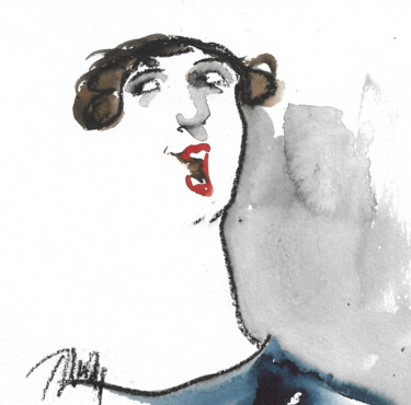 Disegno intitolato "Amusant" da Tonia R.Alvarez, Opera d'arte originale, Acquarello