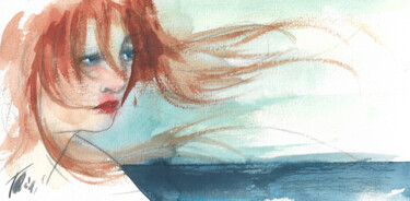 Dessin intitulée "Sirene V" par Tonia R.Alvarez, Œuvre d'art originale, Aquarelle