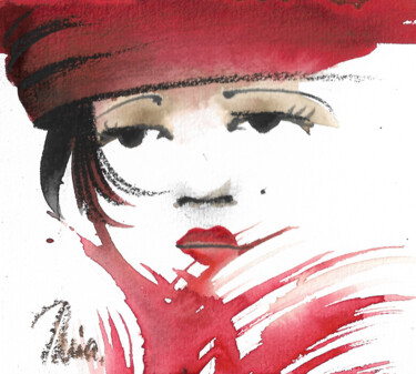 Drawing titled "Girl V" by Tonia R.Alvarez, Original Artwork, Watercolor