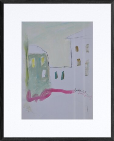 Disegno intitolato "Case in trasparenza" da Tonino Gottarelli, Opera d'arte originale, Matite colorate