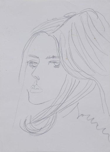 Рисунок под названием "Portrait woman, ori…" - Tonino Gottarelli, Подлинное произведение искусства, Карандаш