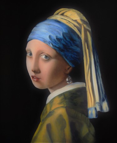 Painting titled "la jeune fille a la…" by Antonio Brusadelli, Original Artwork, Oil