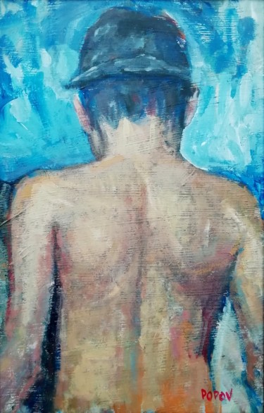 Painting titled "The swimmer" by Toni Popov, Original Artwork, Acrylic