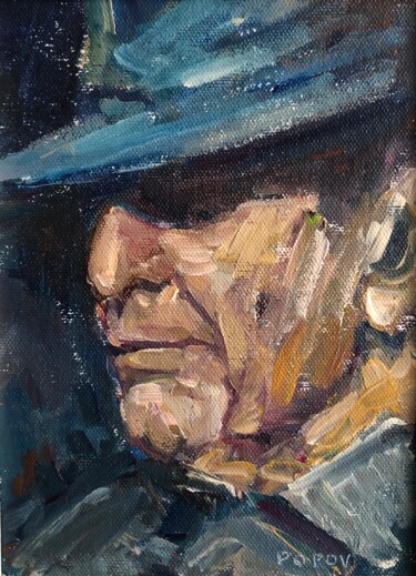 Schilderij getiteld "“Leonard Cohen”" door Toni Popov, Origineel Kunstwerk, Acryl Gemonteerd op Andere stijve panelen