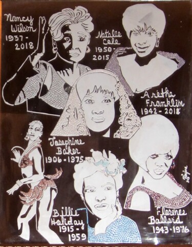 Malerei mit dem Titel "Musical Ladies" von Tonjua Lyles, Original-Kunstwerk, Acryl Auf Glas montiert