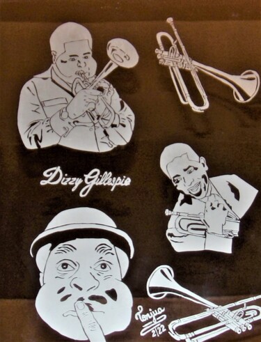 Disegno intitolato "Dizzy Gillespie a T…" da Tonjua Lyles, Opera d'arte originale, Matita Montato su Vetro