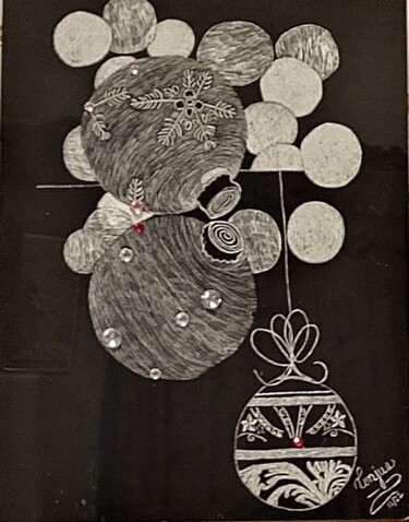 Disegno intitolato "Holiday Baubles" da Tonjua Lyles, Opera d'arte originale, Scratchboard