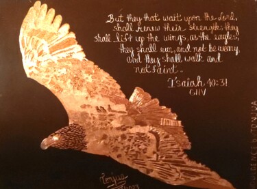 Dibujo titulada "Isaiah 40 Eagle" por Tonjua Lyles, Obra de arte original, Scratchboard