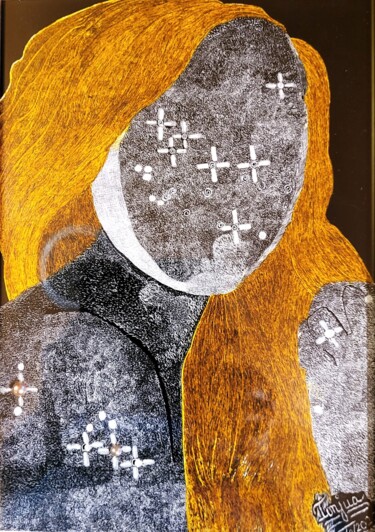 Schilderij getiteld "Pondering Infinity" door Tonjua Lyles, Origineel Kunstwerk, Scratchboard