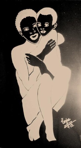 Schilderij getiteld "Mother" door Tonjua Lyles, Origineel Kunstwerk, Glas