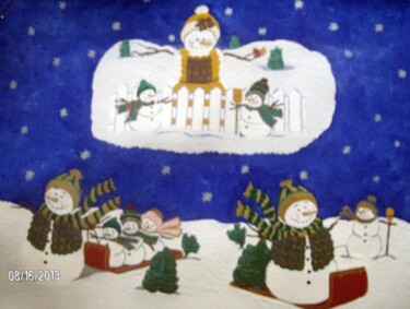 Painting titled "Snow Fun!" by Tonjua Lyles, Original Artwork