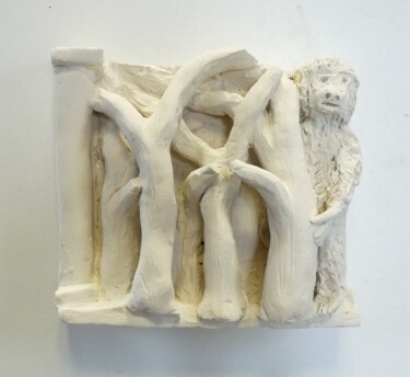 Sculpture intitulée "Le vent se fit de p…" par Emmanuel Robineau, Œuvre d'art originale, Terre cuite Monté sur Panneau de bo…