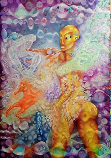 Painting titled "Andromeda Edition #…" by Psyrius, Original Artwork, Oil