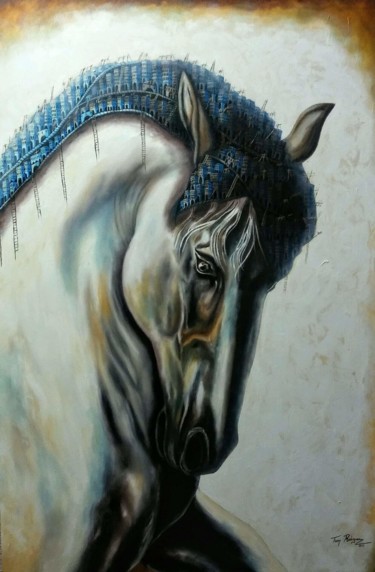 Painting titled "About horses and ot…" by Tony Rodriguez(Juan Antonio Rodriguez Ol, Original Artwork, Oil